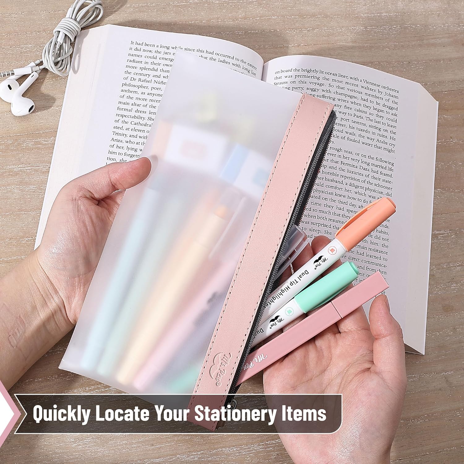 Clear Pencil Pouches, 3 Pack, Transparent TPU Zipper Bags for School, Travel & Makeup - Image 21