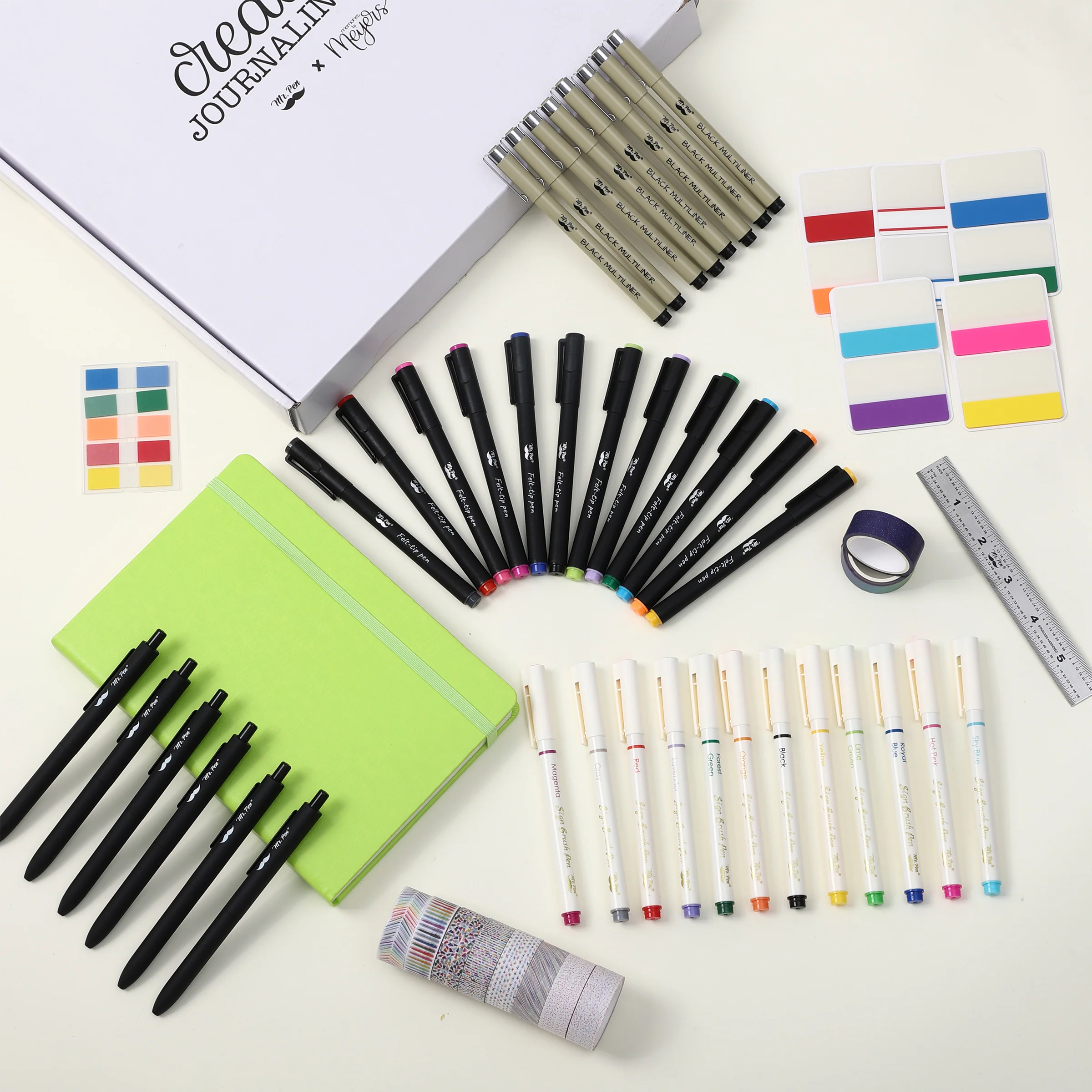 Mr. Pen - Creative Journaling Kit, 10-Piece Set for Bullet Point Journaling, Includes Notebook, Pens, Markers, Washi Tape & Tabs, Giftable Journaling Supplies for Beginners & Pros