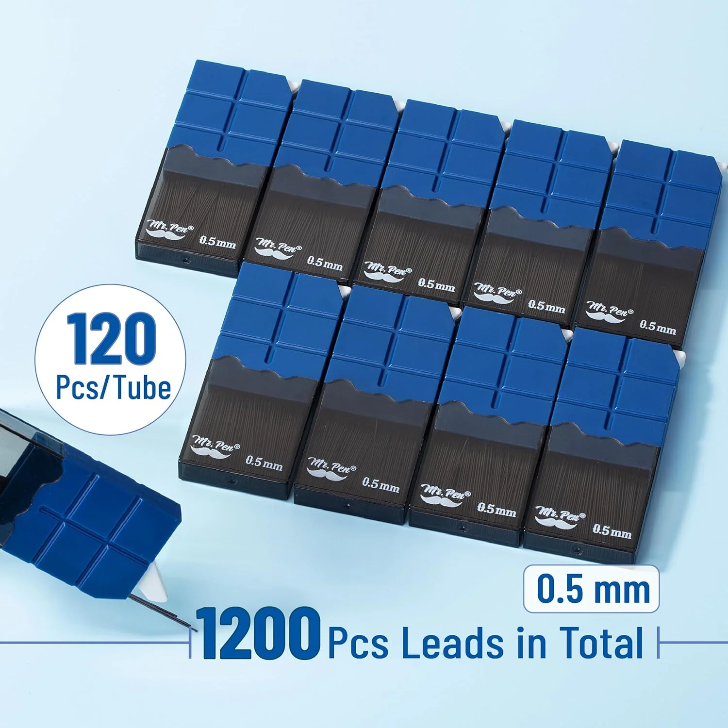 0.5 Mechanical Pencil Lead Refills, 10 Tubes, 1200 pcs - Image 2