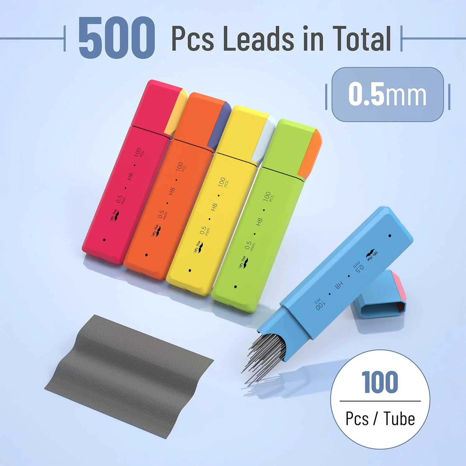 0.5 Lead Refill HB, 5 Pack, 500 pcs, Mechanical Pencils - Image 2