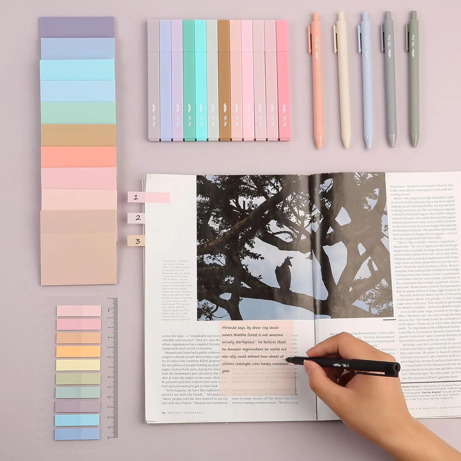 Book Annotation Set, 38 pcs, Pastel Highlighters, Gel Pens, Tabs - Image 5