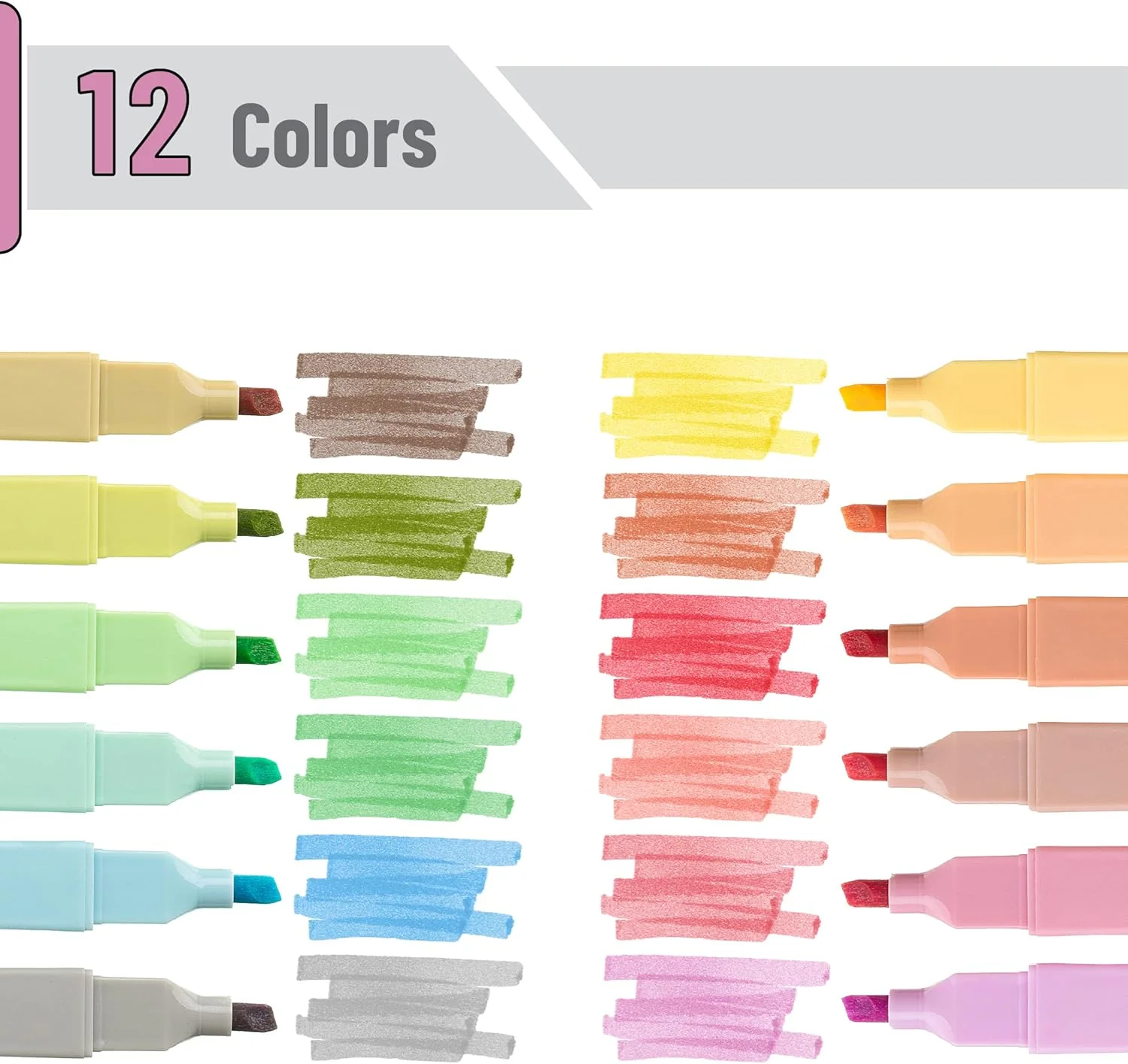 Aesthetic Highlighters, 12 pcs, Chisel Tip, Macaron Colors, Cute Highlighters Assorted Colors, Bible Highlighters and Pens No Bleed, No Bleed Highlighters for Bible Pages No Bleed - Image 2