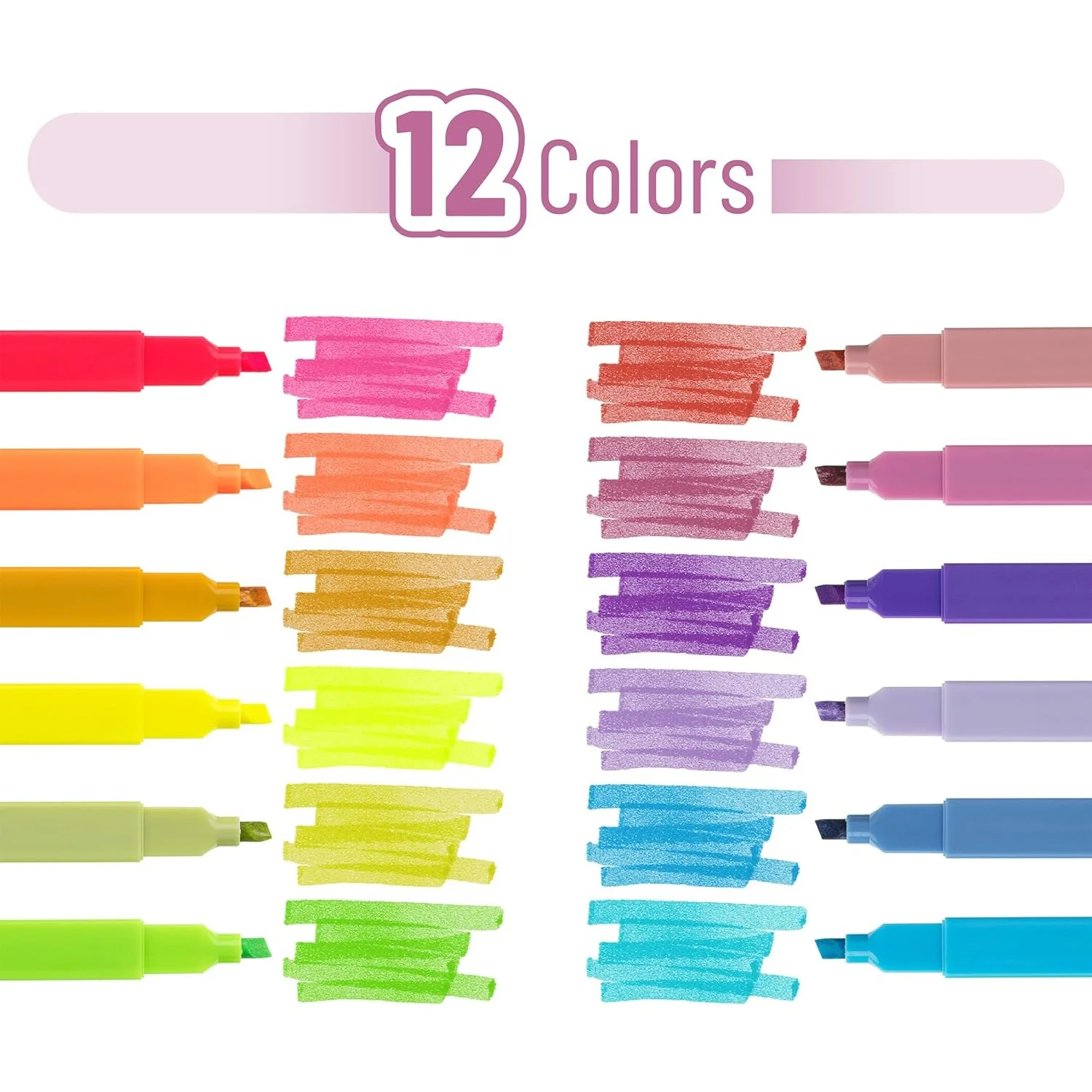 Aesthetic Bible Highlighters, 12 Pack, Vibrant Colors, No-Bleed Ink, Chisel Tip - Image 2