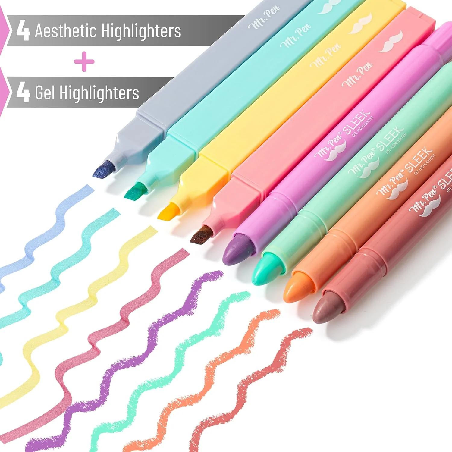 Bible Highlighters & Gel Highlighters, 8 Pack, Assorted Colors, No Bleed - Image 2