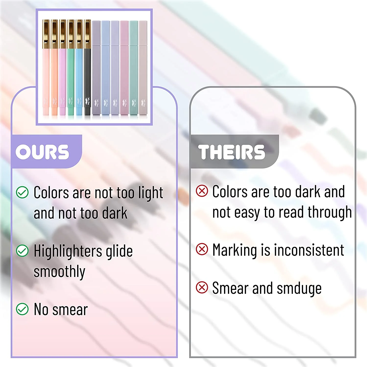 Aesthetic Highlighters and Pens No Bleed, 12 Pack, Pastel Color, Black Ink, No Bleed Highlighters for Bibles - Image 4