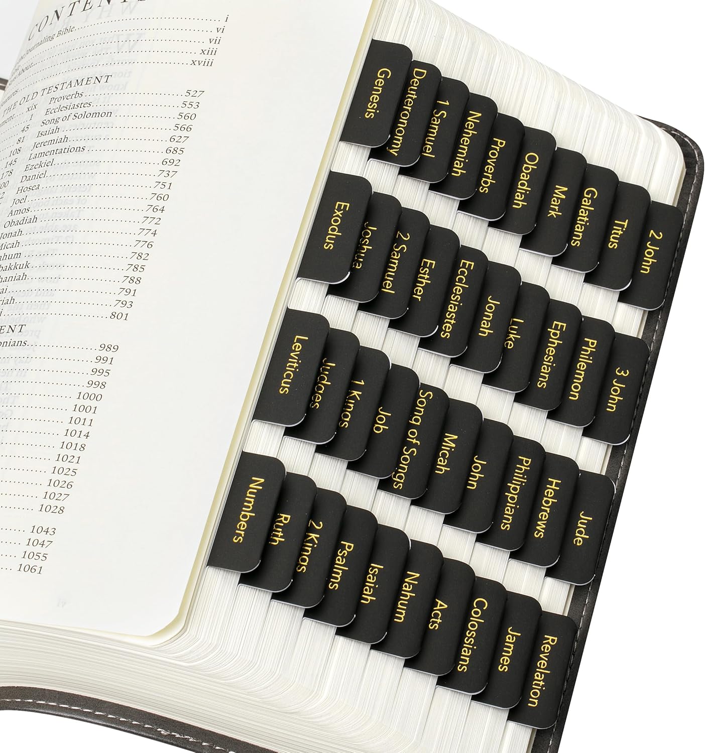Mr. Pen- Bible Tabs, 75 Tabs, Black with Gold Foil Lettering, Laminated Bible Tabs for Women and Men