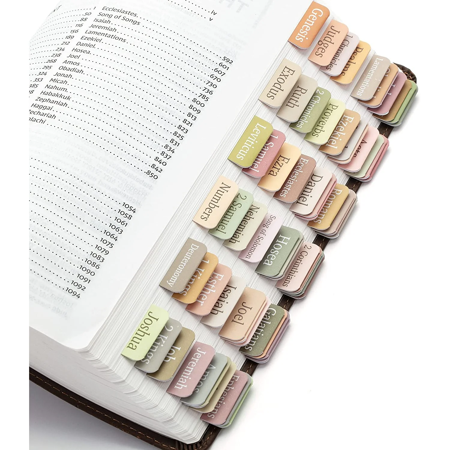 Bible Tabs, 75 Boho Theme, Laminated, Easy Apply, Old & New Testament, Journal Tabs - Image 4