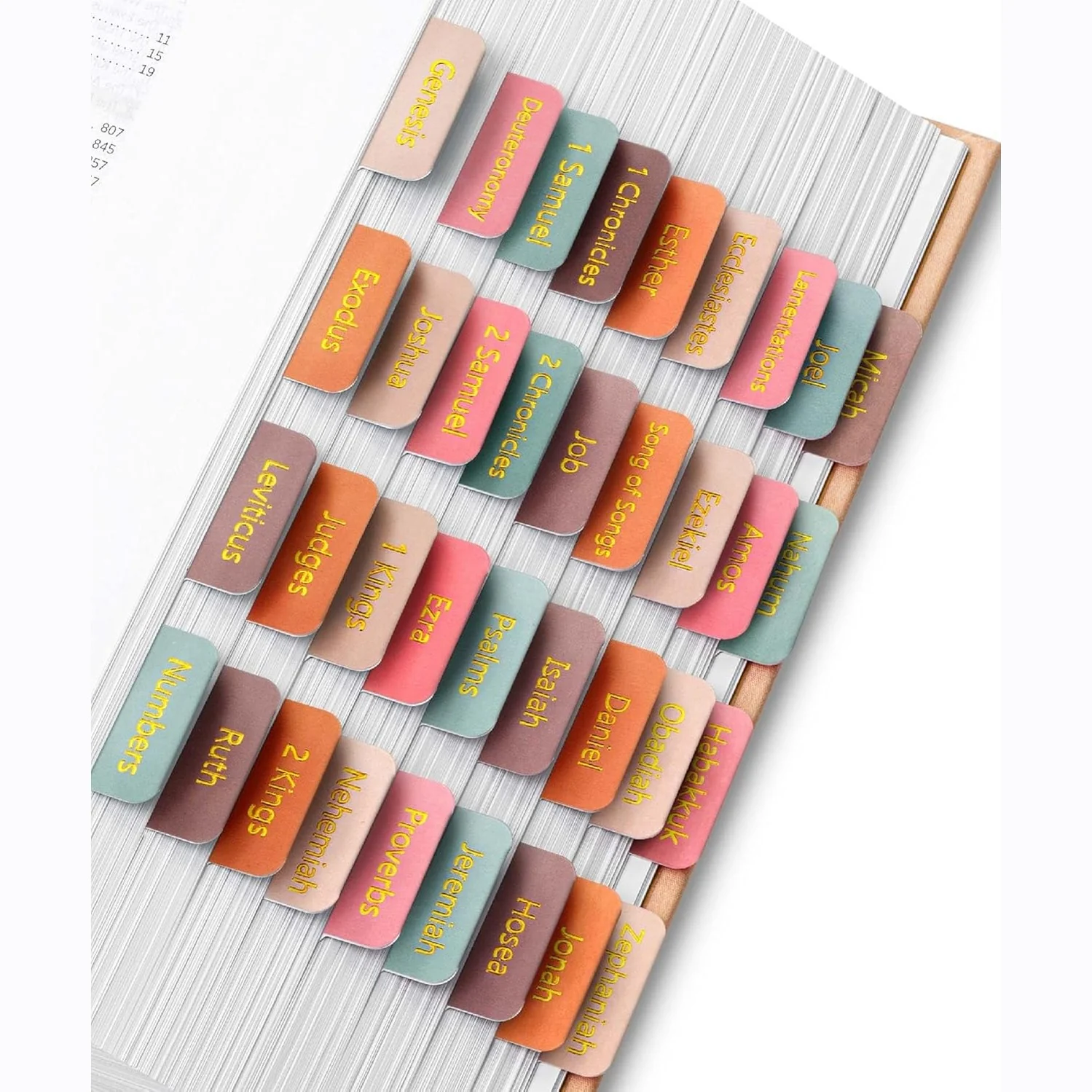 Mr. Pen- Bible Tabs, 75 Tabs, Spring Palette, Gold Embossed Lettering, Laminated Bible Tabs for Women and Men