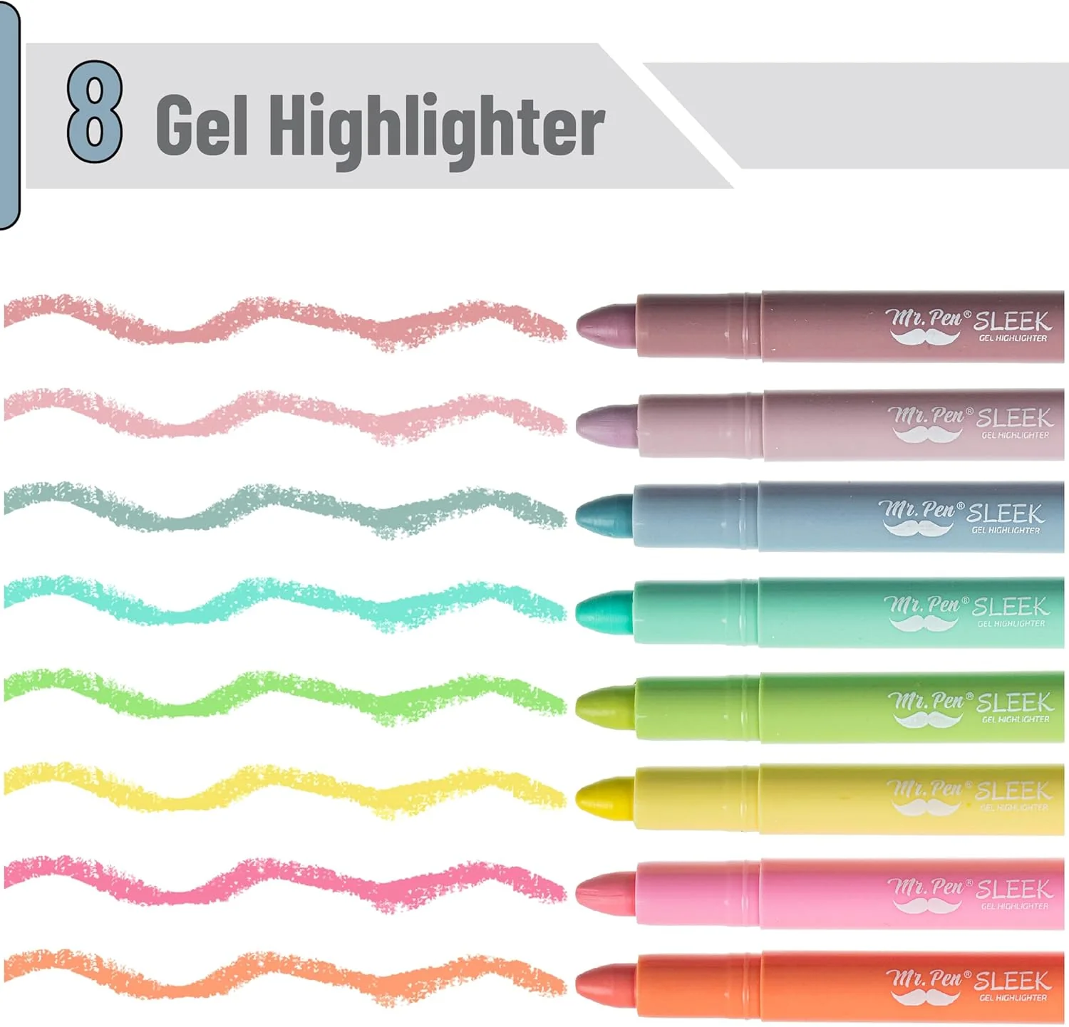 Mr. Pen- Gel Highlighter, 8 Pack, Assorted Colors, Bible Highlighters No Bleed - Image 2
