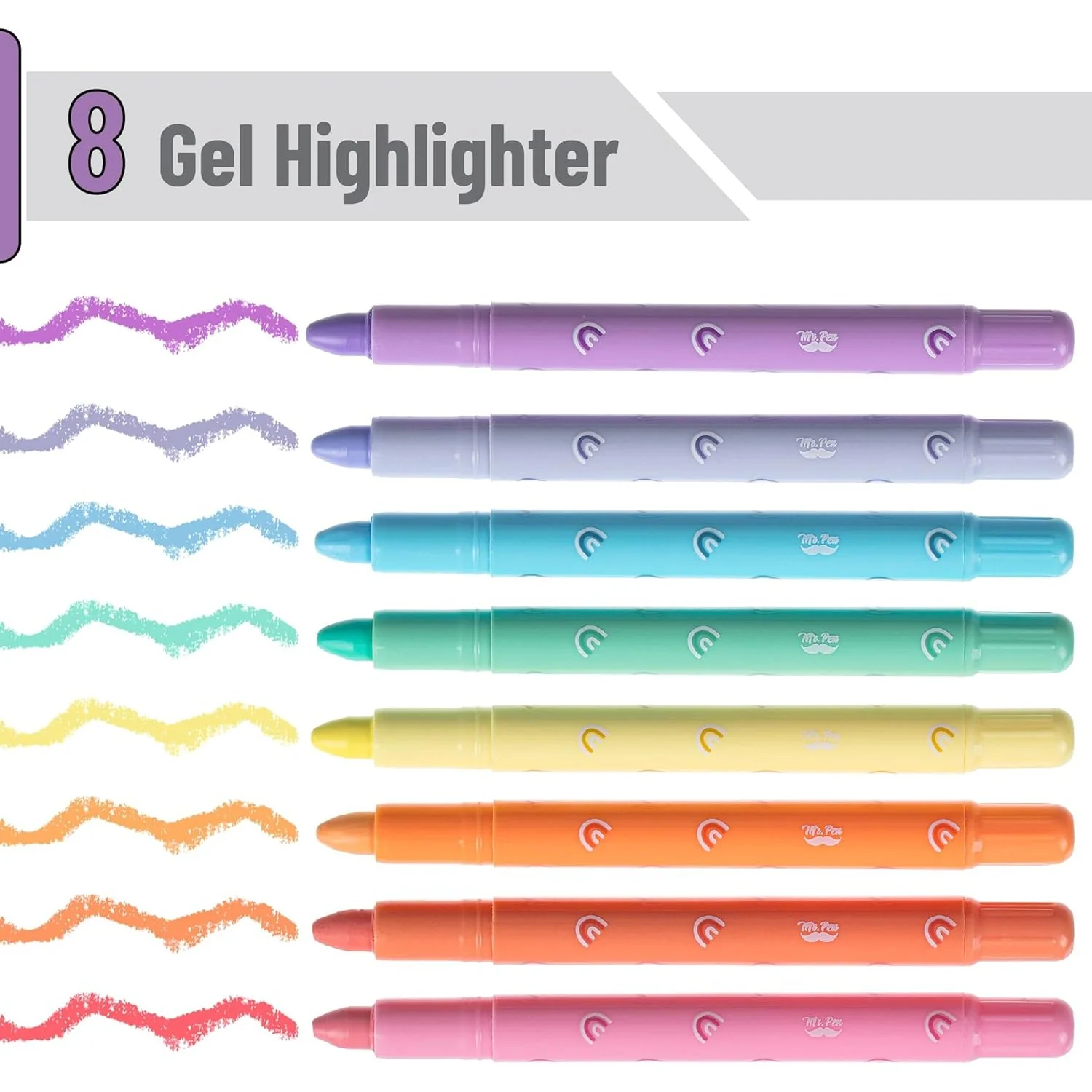 Bible Gel Highlighters, 8 Pack, Assorted Colors, No-Bleed, Twist-Up, Sharpenable Tips - Image 2