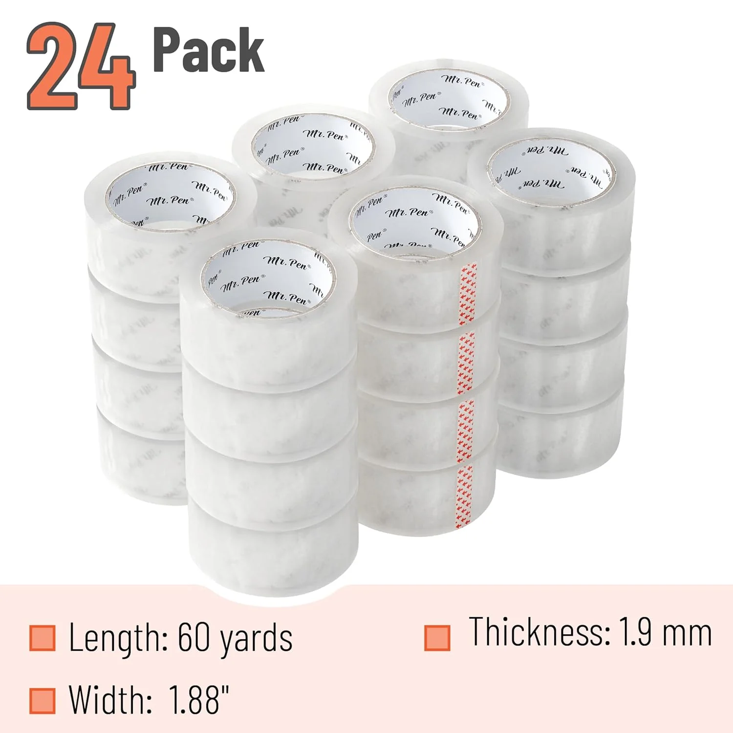 Bulk Packing Tape 24 Pack, 2” Wide, 60 Yards, Clear Shipping - Image 2