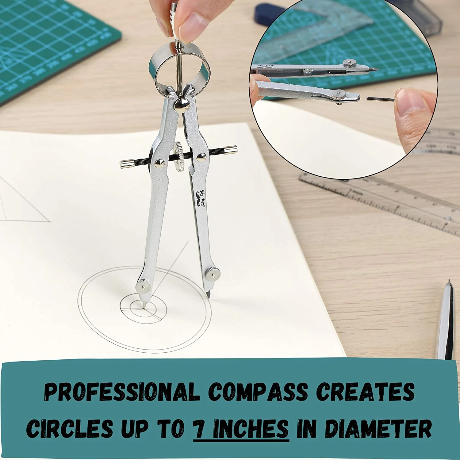 Compass & Protractor Set, Metal Compass, Transparent Protractor - Image 5