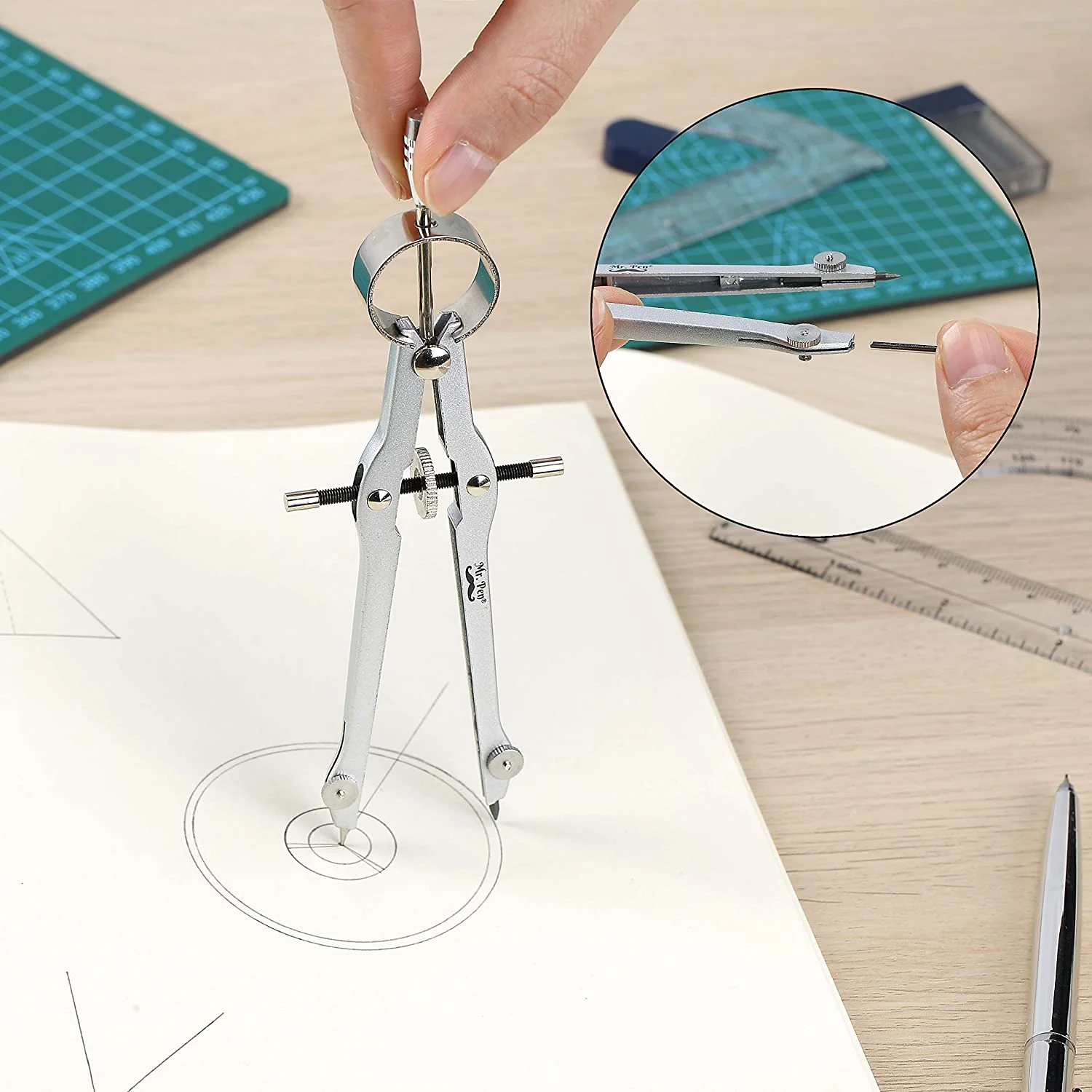 Compass & Protractor Set, Metal Compass, Transparent Protractor - Image 8