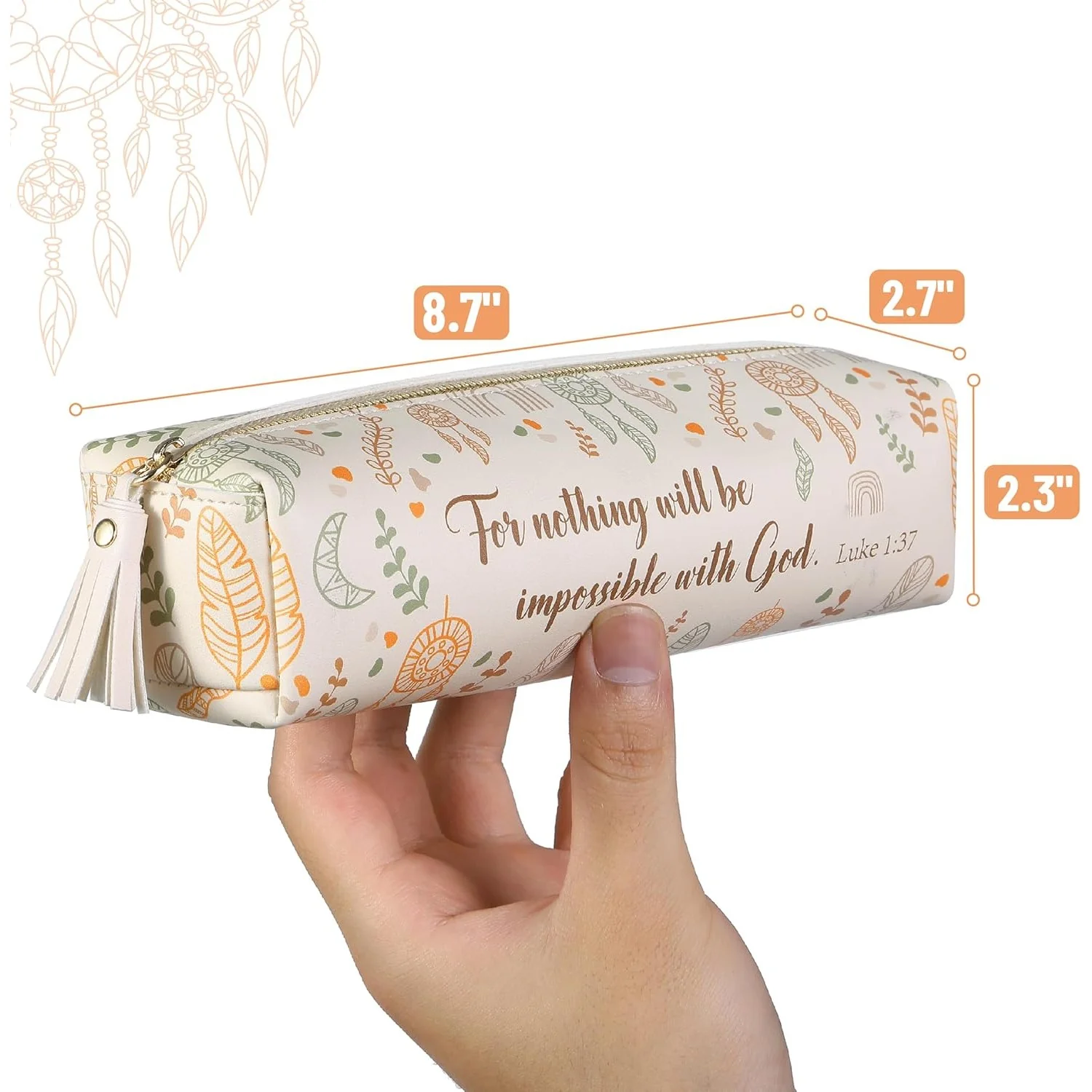 PU Leather Pencil Case -Boho Style - Slim Cute Aesthetic Pencil Pouch - Image 2