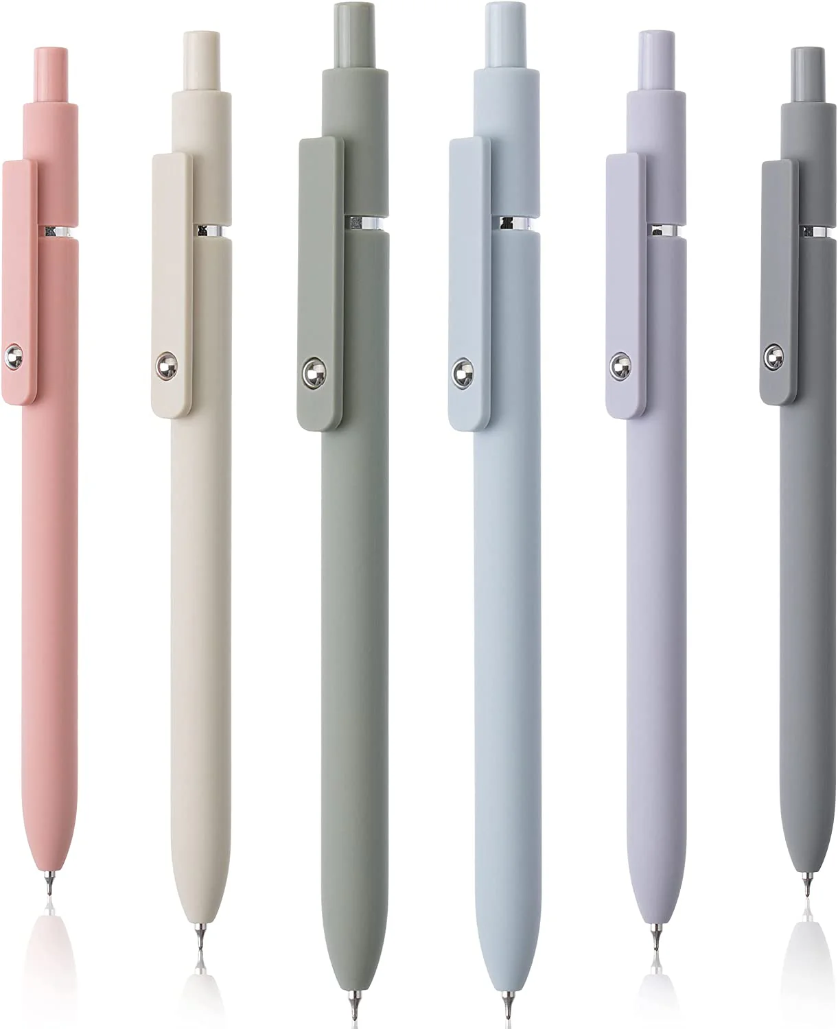 Mr. Pen - Retractable Fine Point Gel Pens, 6 Pack, Morandi Barrels, Fast Dry Ink, Cute Aesthetic Pens for Journaling