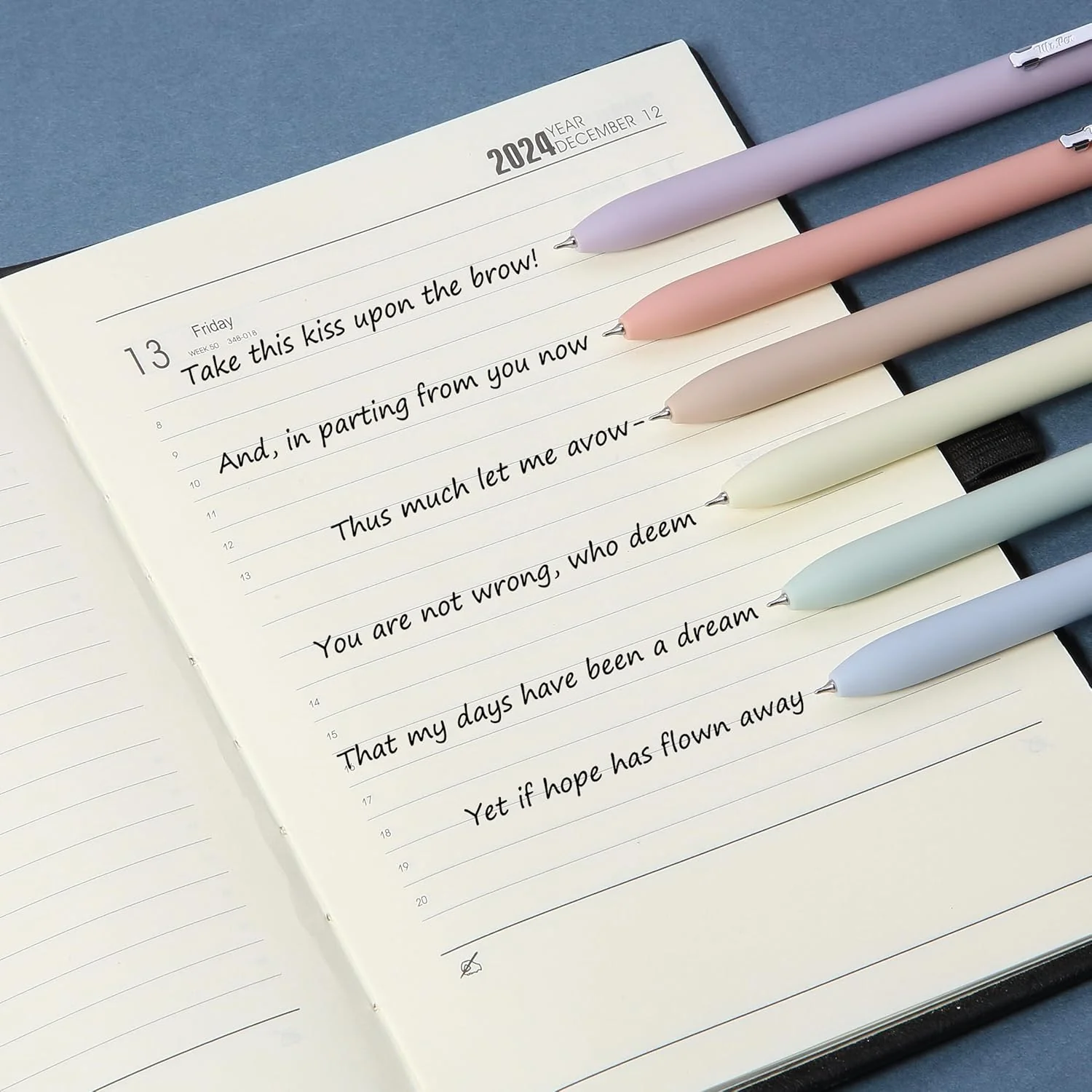 Mr. Pen- Retractable Gel Pens for Journaling, 6 Pack, 0.5 mm Black Ink, Soft Pastel Barrel with Silver Cross Clip - Image 7
