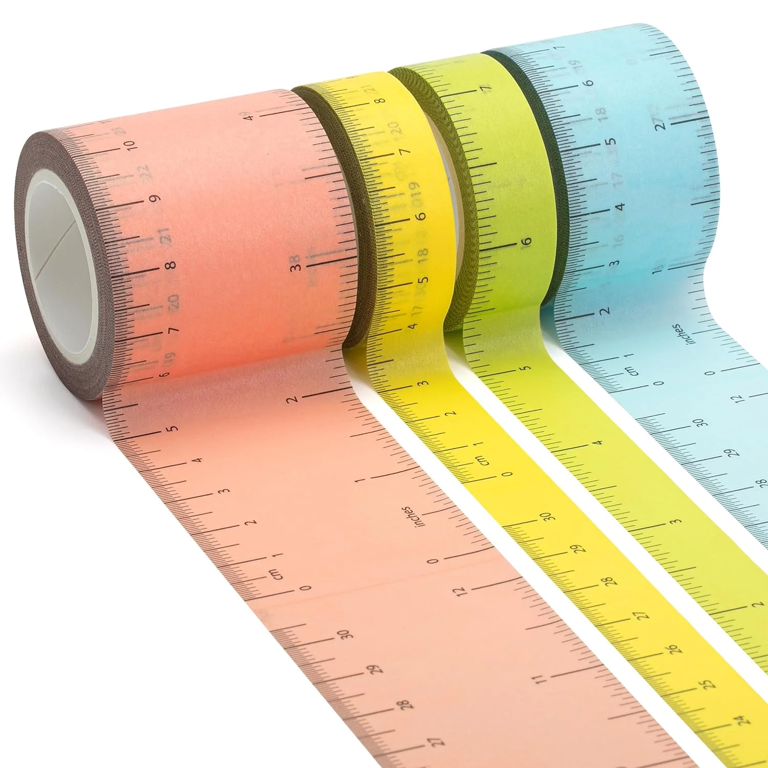 Ruler Washi Tape 4 Pack, 10 Yards Each, Measure Tape