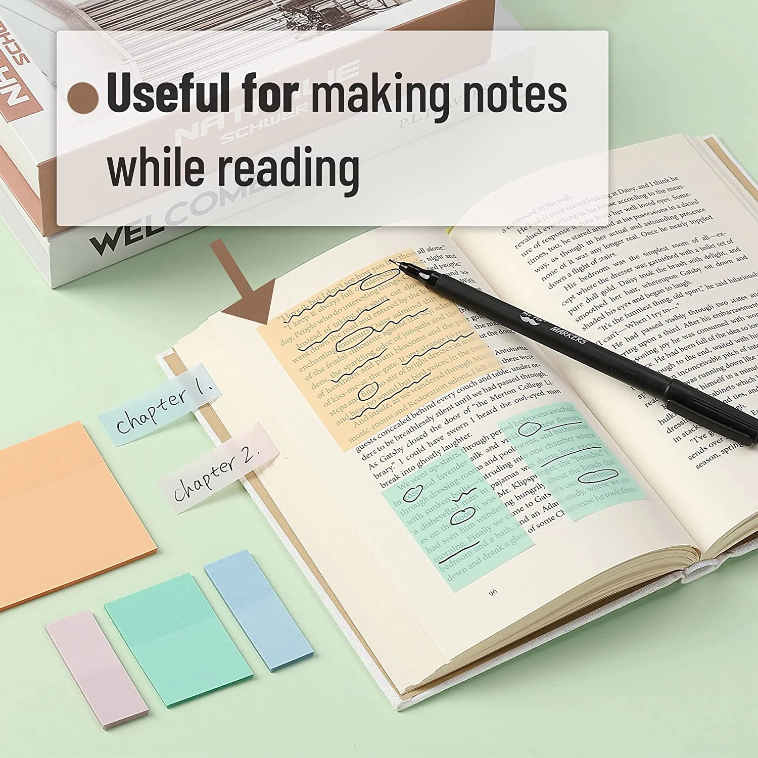 Transparent Sticky Notes with Pen, 200 Pastel Sheets for Bible Journaling, Study & Books - Image 7