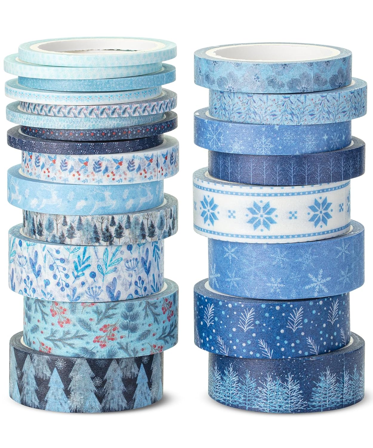 Blue Washi Tape Set, 21 Rolls, Ocean Breeze, 5 Yards Each