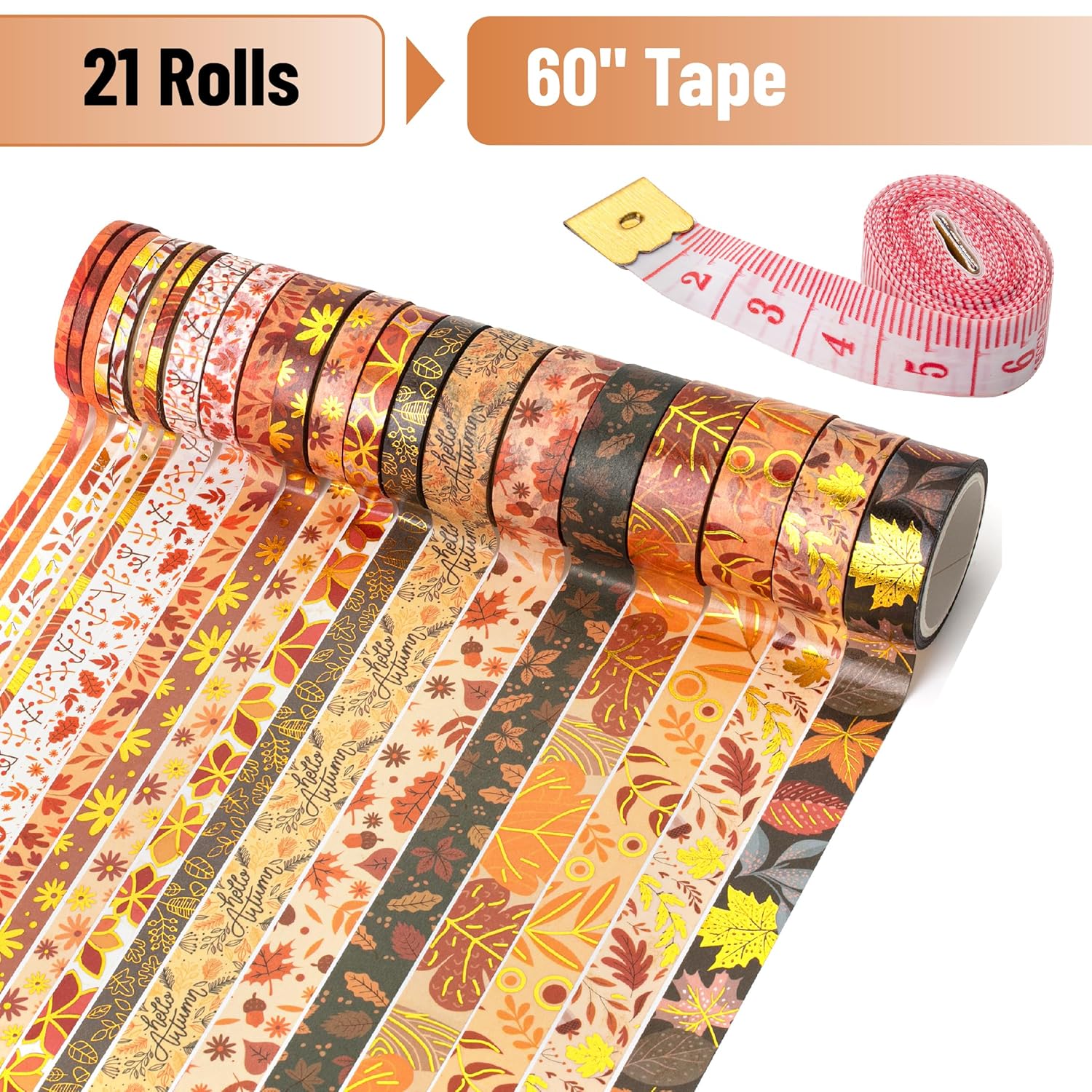 Mr. Pen- Washi Tape Set, 21 Rolls, Autumn Leaves, Decorative Tape, Washi Tapes - Image 2