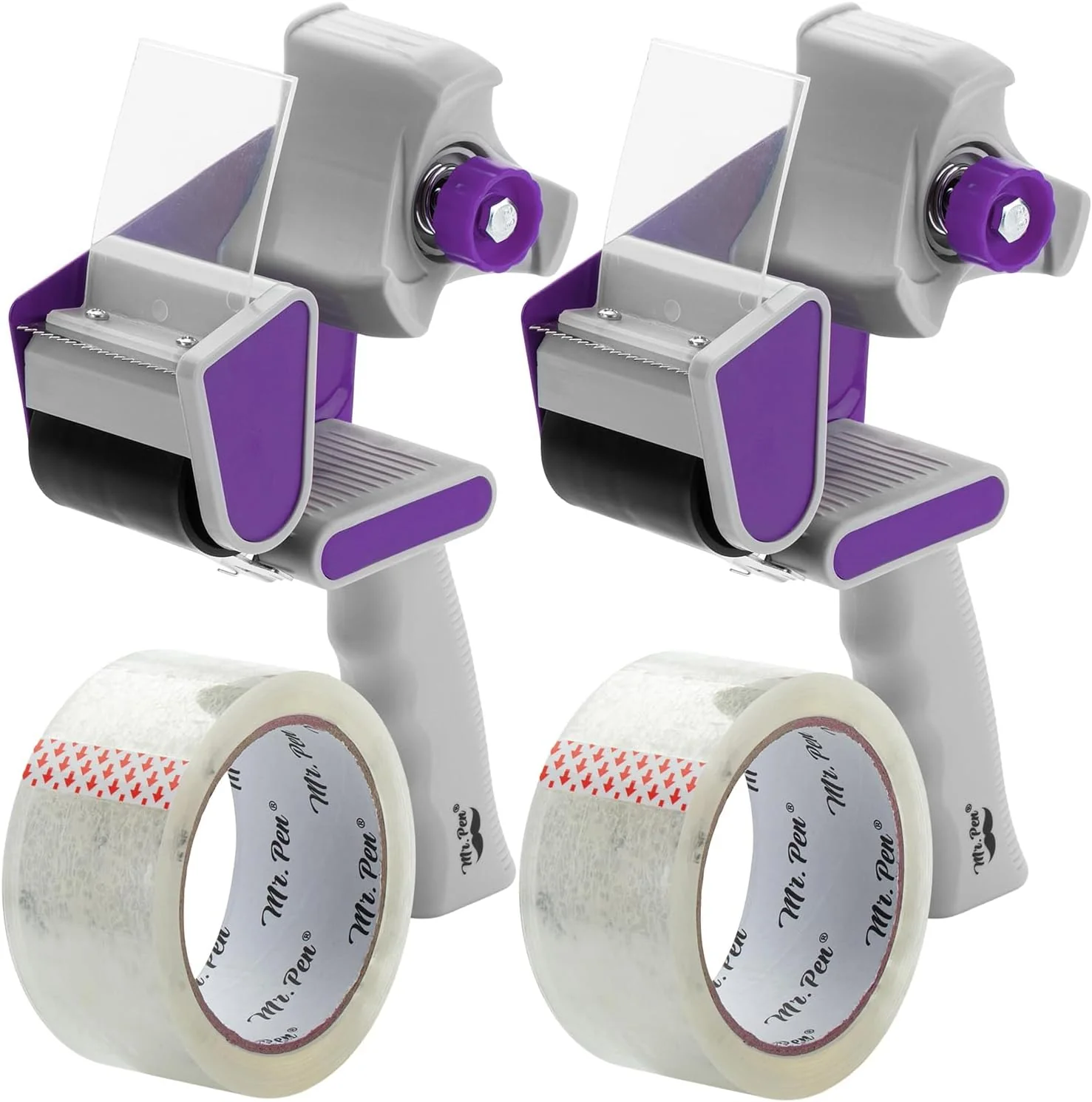 Heavy Duty Packing Tape Dispenser Gun 2-Inch, 2 Pack + 2 Tape Rolls, Black - Image 9