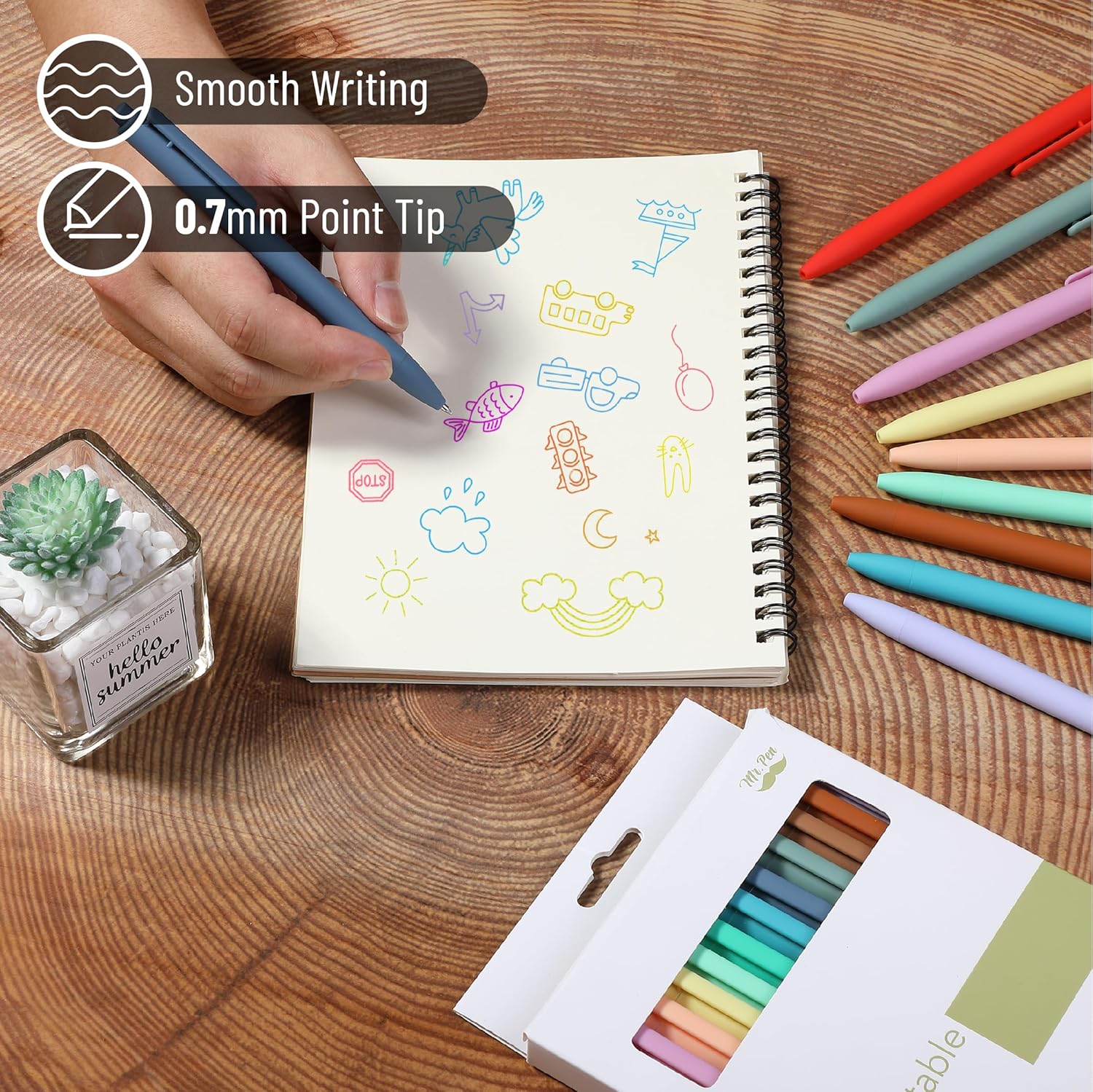 Retractable Gel Pens, 12 Pack, Assorted Colors, Fast Dry, Gel Pens Fine Point 0.7mm, Retractable Pens, Cute Pens, Gel Ink Pens, Aesthetic Pens for Journaling, Colorful Pens, Fine Tip Pens - Image 3