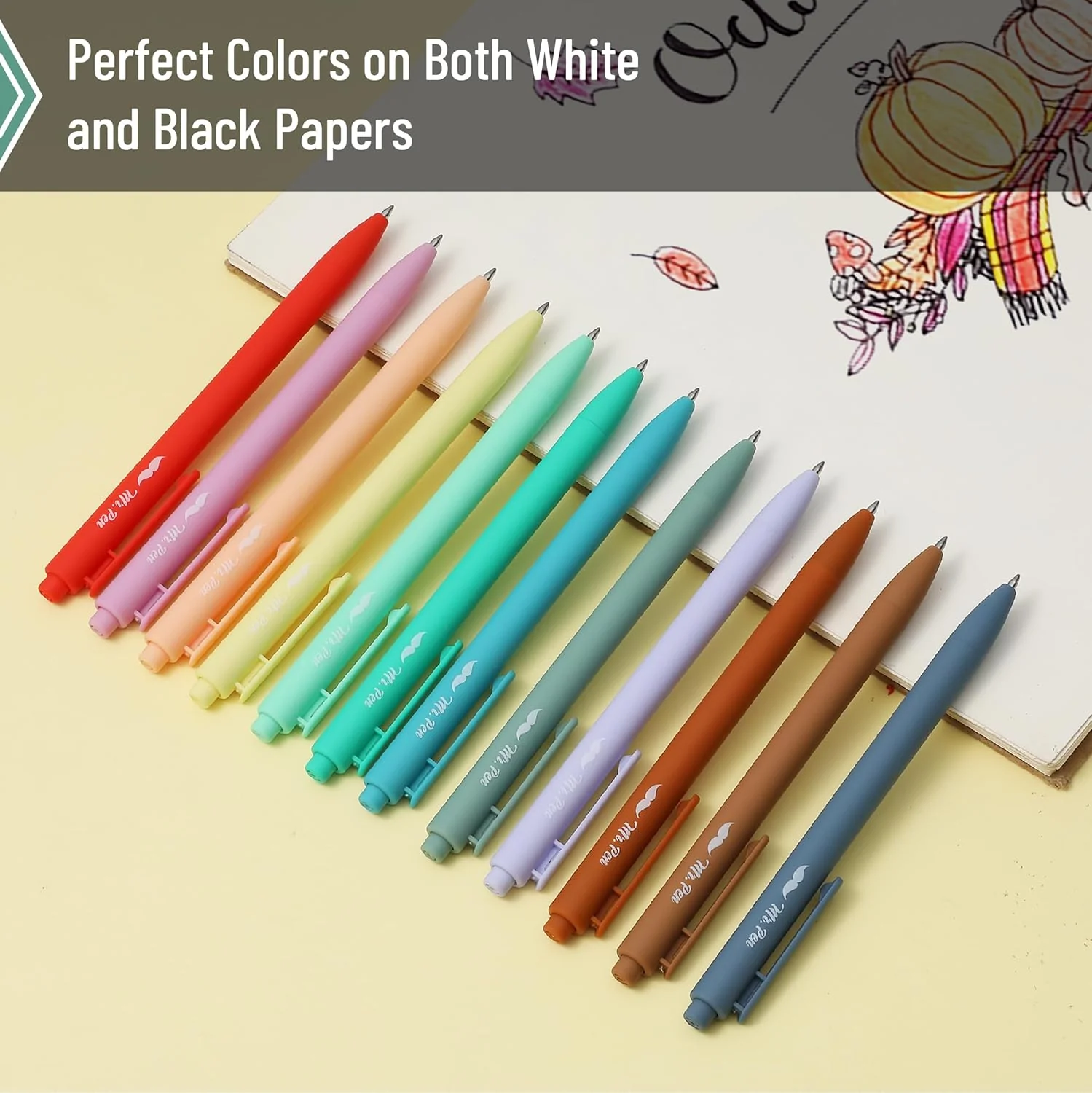 Retractable Gel Pens, 12 Pack, Assorted Colors, Fast Dry, Gel Pens Fine Point 0.7mm, Retractable Pens, Cute Pens, Gel Ink Pens, Aesthetic Pens for Journaling, Colorful Pens, Fine Tip Pens - Image 4