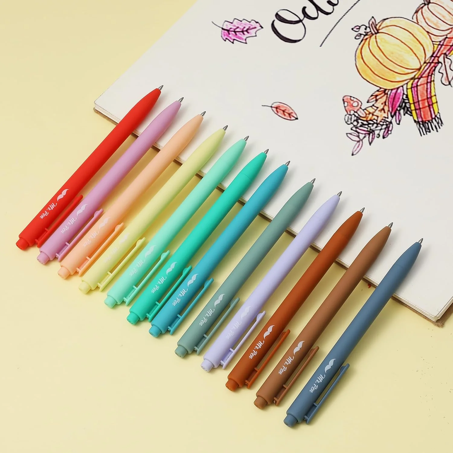 Retractable Gel Pens, 12 Pack, Assorted Colors, Fast Dry, Gel Pens Fine Point 0.7mm, Retractable Pens, Cute Pens, Gel Ink Pens, Aesthetic Pens for Journaling, Colorful Pens, Fine Tip Pens - Image 6