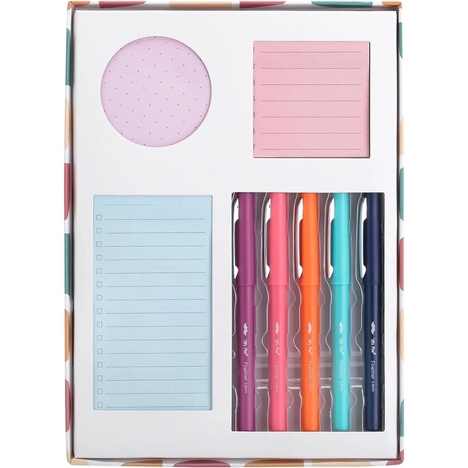 Sticky Notes Gift Box + Felt-Tip Pens, 305 pcs, Pastel Set