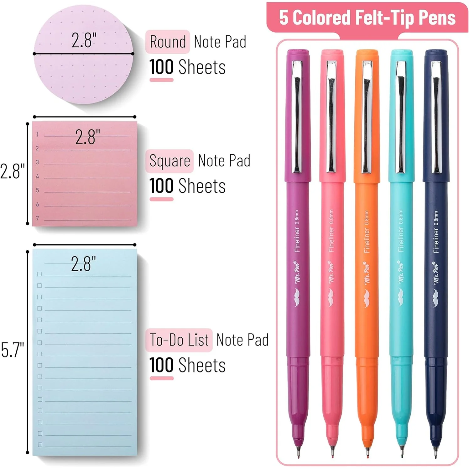 Sticky Notes Gift Box + Felt-Tip Pens, 305 pcs, Pastel Set - Image 2