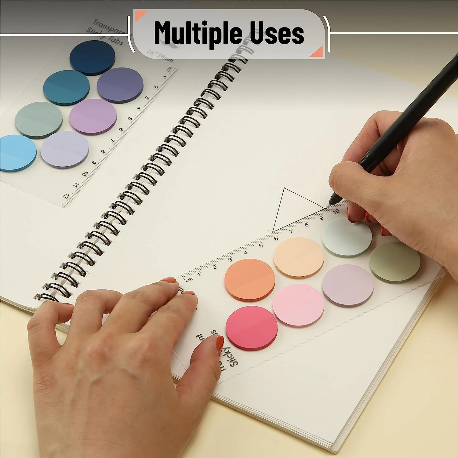Transparent Round Sticky Notes, 560 Pcs, Assorted Colors, 28mm, Sticky Tabs with Quick-Dry Pen - Image 4